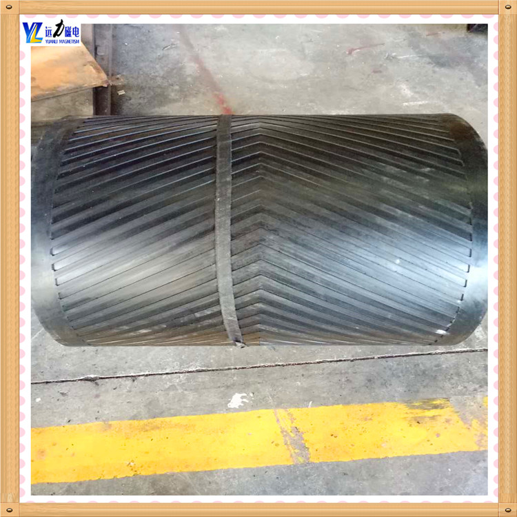 卸鐵皮帶除鐵器-環(huán)形輸送帶按帶體拉伸強度可分為M、L、H等型號，其相應拉伸強度如下表： 　　其中M型，其帶芯系用優(yōu)質維棉交織帆布，一般2-6層，膠厚度約7.5mm-20mm; L型系用NN-200型尼帆布(或聚酯帆布)作強力層，一般2-6層，膠厚度7.500mm-20mm。用于各種自卸式除鐵器配件用。  　　H型系用NN-300型尼龍帆布(或聚酯帆布)作強力層，一般2-4層，膠帶總厚度7.500mm-20mm。  　　膠帶最大寬度為3100mm，按照作用性能，可提供普通型、耐熱型、耐寒型(不低于-4℃)耐酸堿型、導靜電型、耐高溫型(不高于150℃)及衛(wèi)生型等。  　　卸鐵皮帶除鐵器其它特殊性能要求，可協(xié)商試制